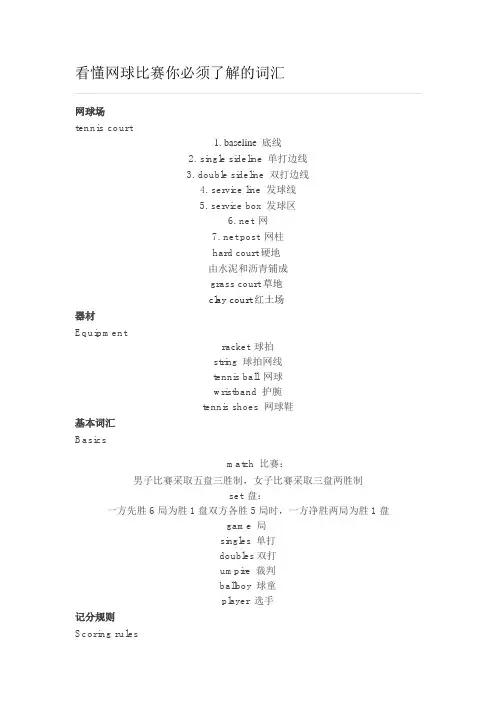 看懂网球比赛你必须了解的词汇