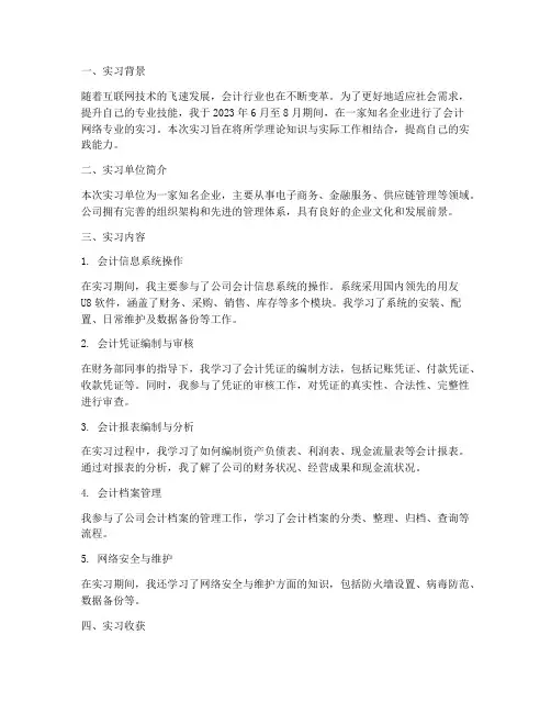 会计网络专业实习报告