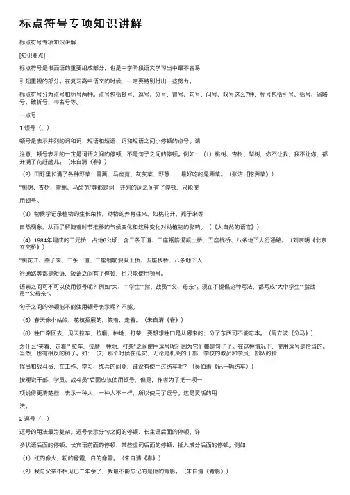 标点符号专项知识讲解