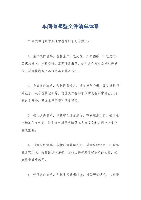 车间有哪些文件清单体系