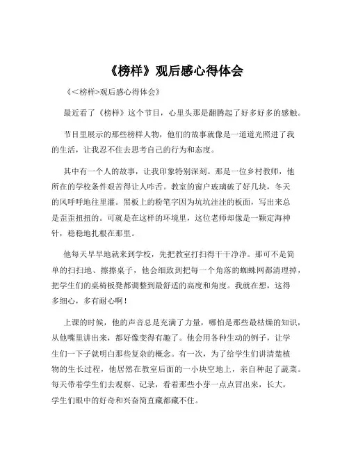 《榜样》观后感心得体会