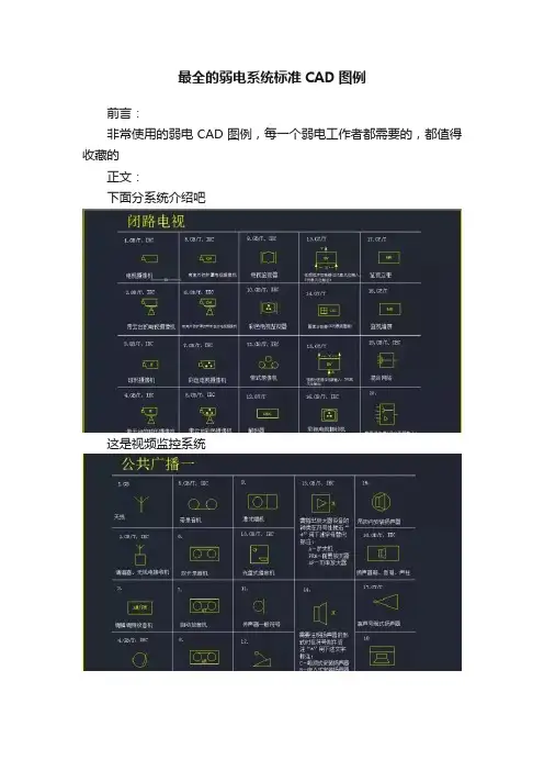 最全的弱电系统标准CAD图例