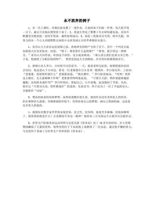 永不放弃的例子