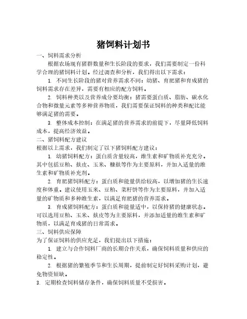 猪饲料计划书