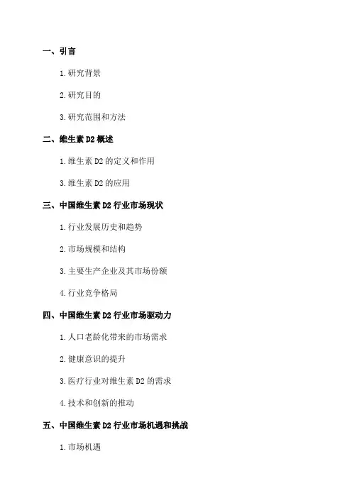 中国维生素D2行业市场前景分析预测年度报告