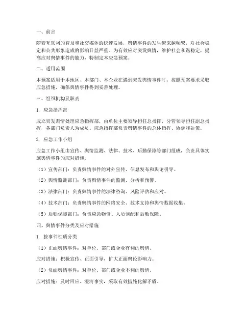突发舆情处理应急预案范文