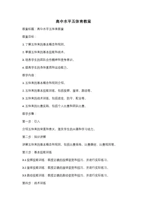 高中水平五体育教案