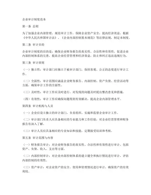 企业审计制度范本