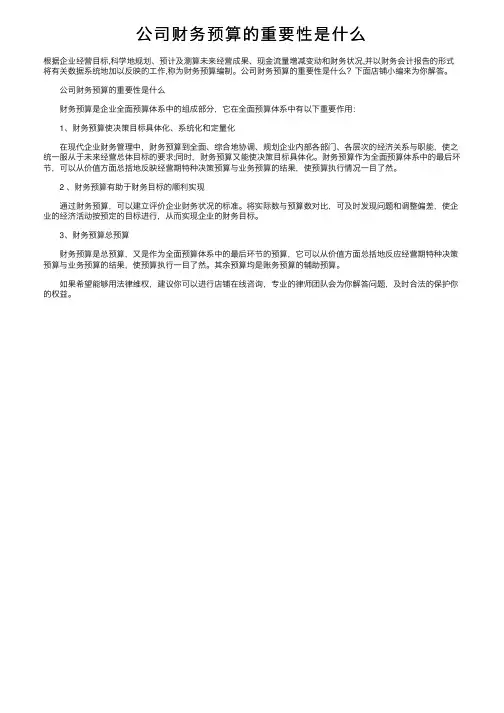 公司财务预算的重要性是什么