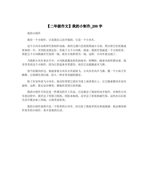 【二年级作文】我的小制作_200字