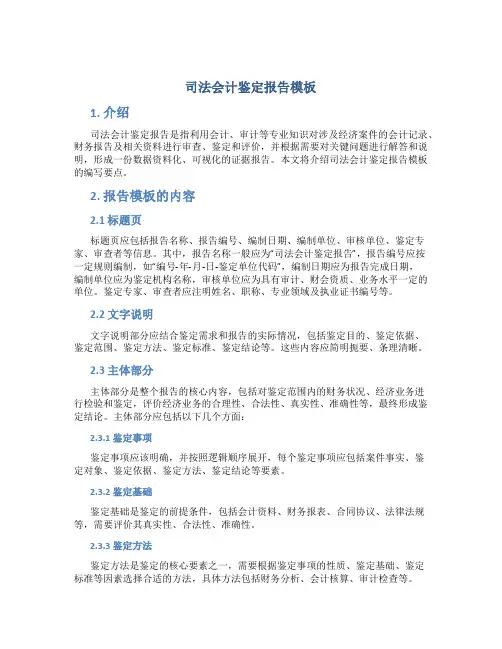 司法会计鉴定报告模板