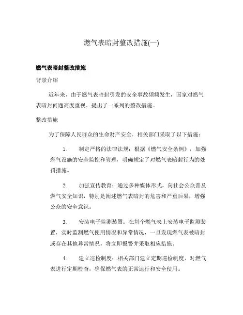 燃气表暗封整改措施(一)