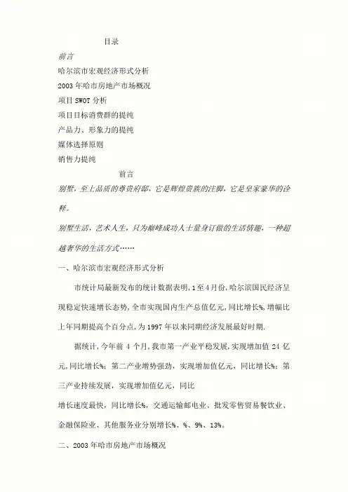 哈尔滨新湖别墅策划方案