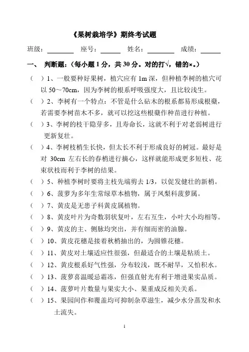 果栽考试