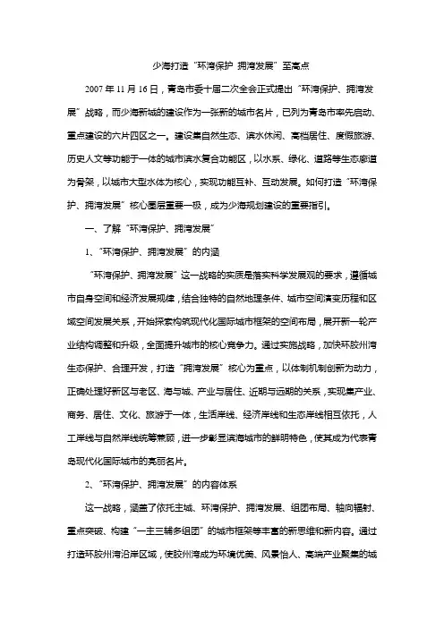 打造“环湾保护 拥湾发展”至高点