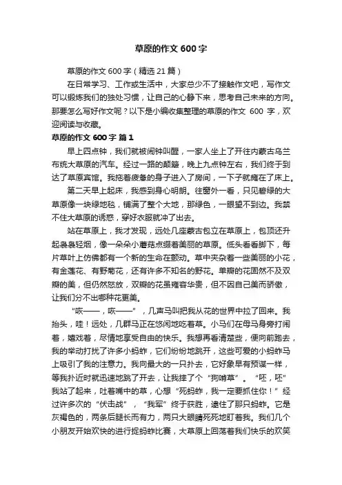草原的作文600字（精选21篇）