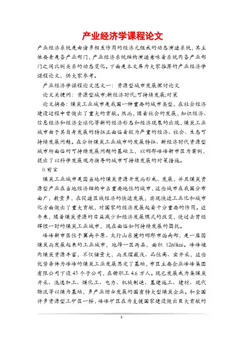 产业经济学课程论文