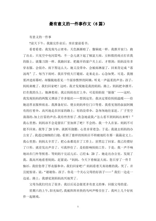 最有意义的一件事作文(6篇)