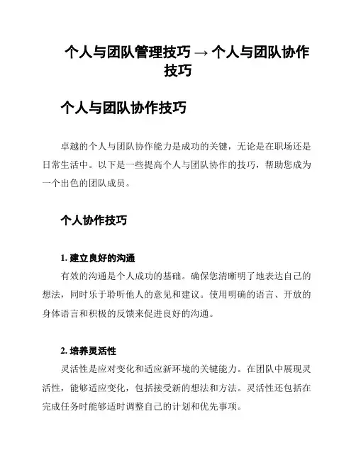 个人与团队管理技巧 → 个人与团队协作技巧