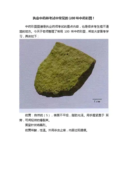 执业中药师考试中常见的100味中药彩图！