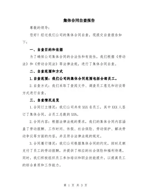 集体合同自查报告