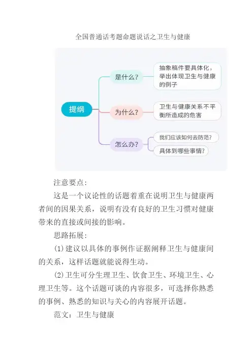 全国普通话测试—命题说话之卫生与健康