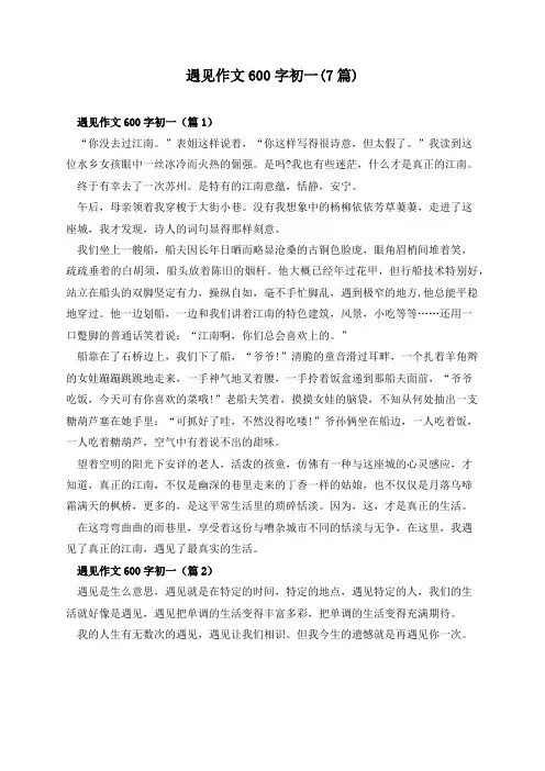 遇见作文600字初一(7篇)