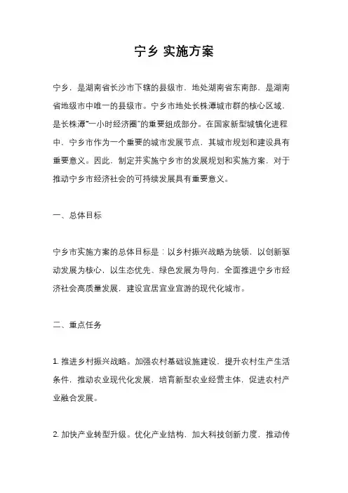 宁乡 实施方案