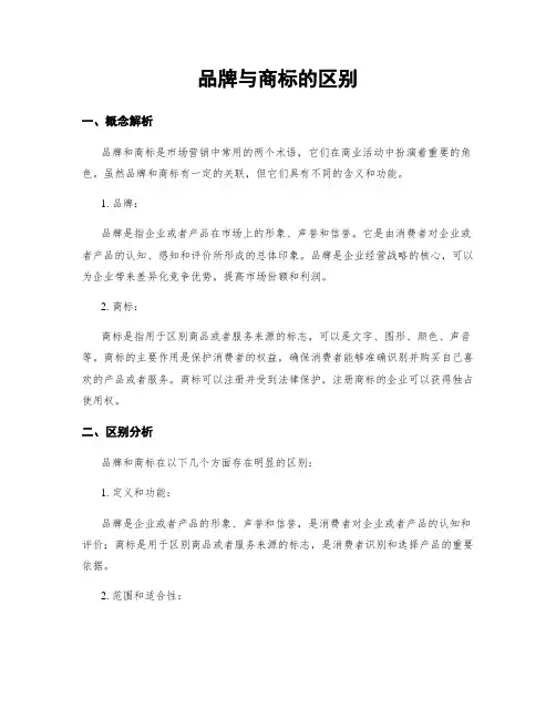 品牌与商标的区别