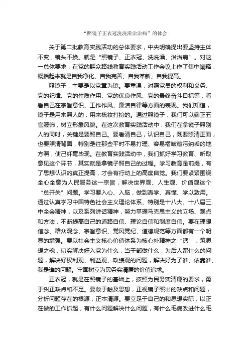“照镜子正衣冠洗洗澡治治病”的体会_学习心得体会_