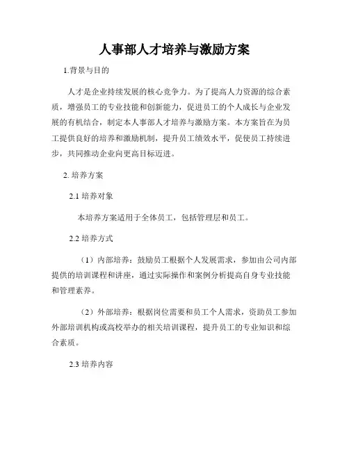 人事部人才培养与激励方案