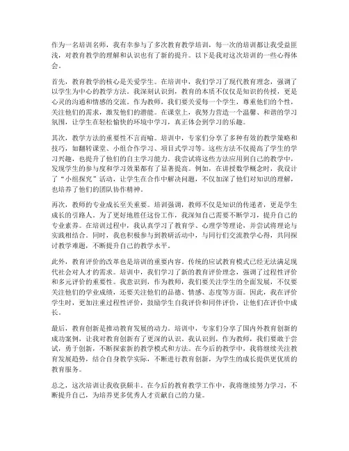 培训名师教学心得体会范文