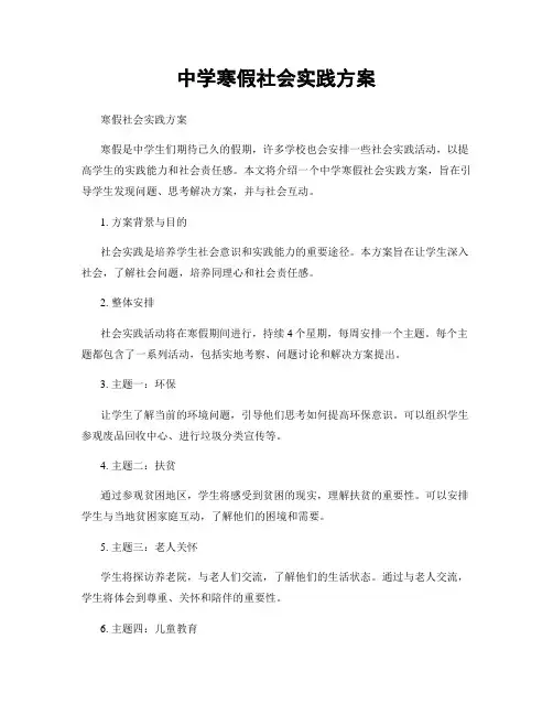 中学寒假社会实践方案