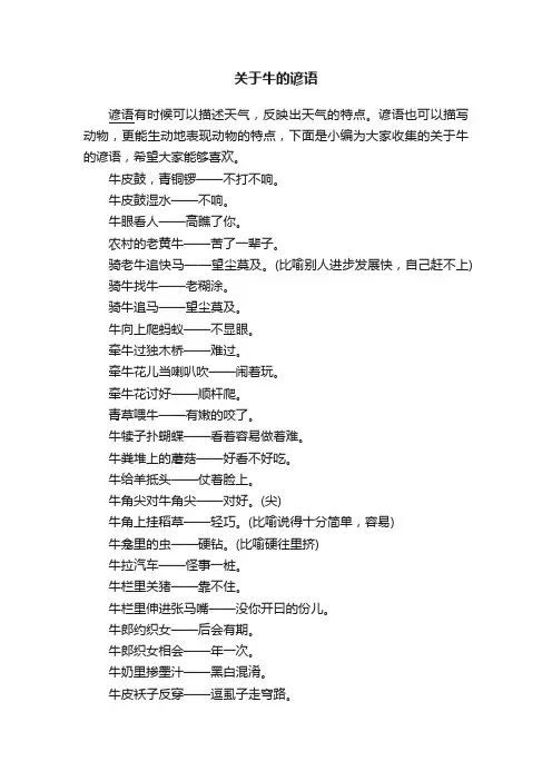 关于牛的谚语