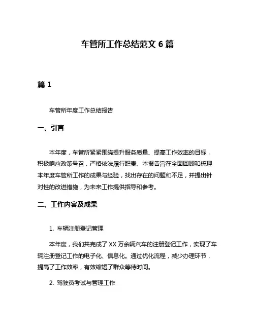 车管所工作总结范文6篇