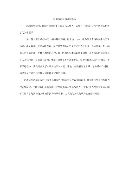 东阳木雕小镇研学感悟