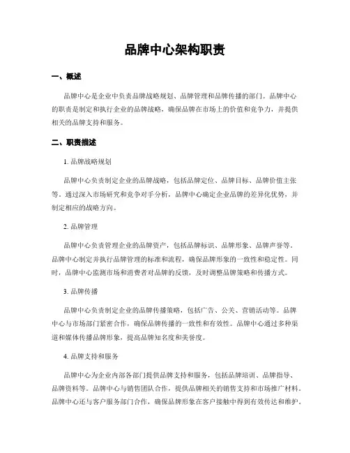 品牌中心架构职责