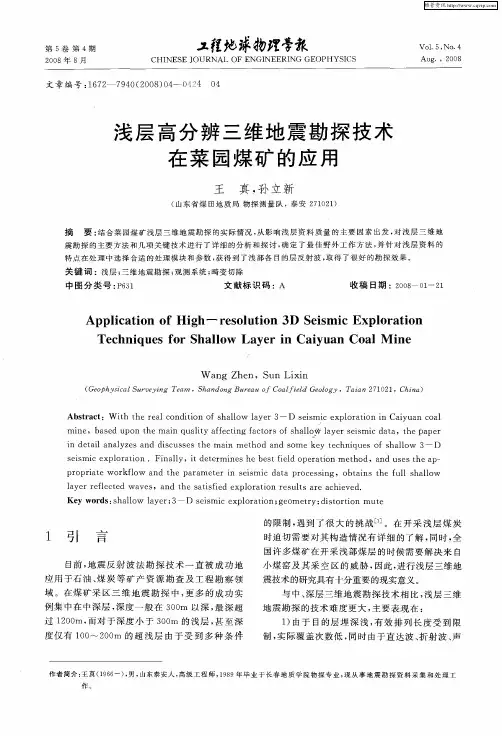 浅层高分辨三维地震勘探技术在菜园煤矿的应用