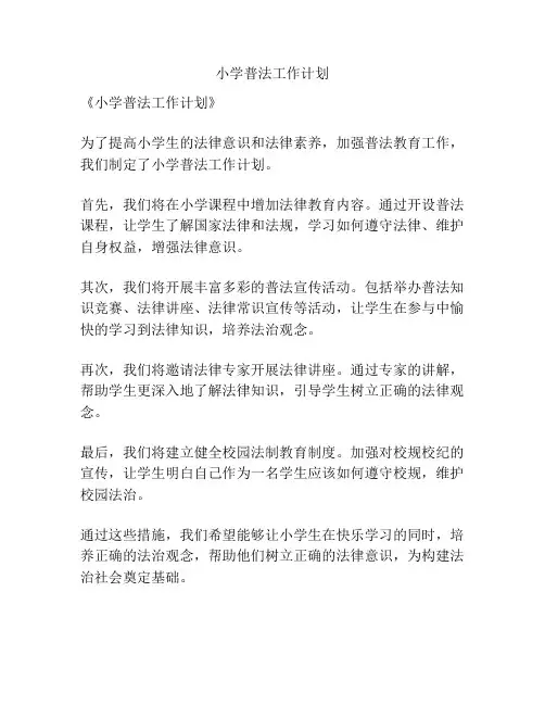 小学普法工作计划