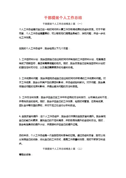干部提拔个人工作总结2篇