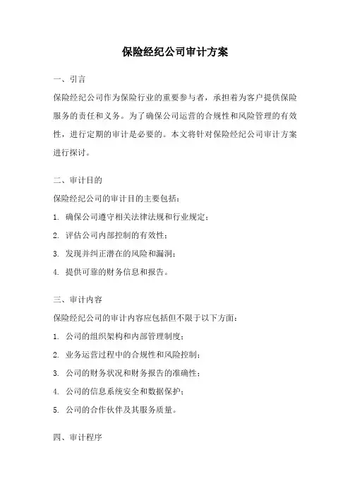 保险经纪公司审计方案
