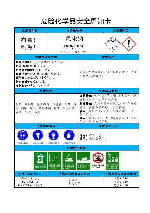 氟化钠-危险化学品安全周知卡