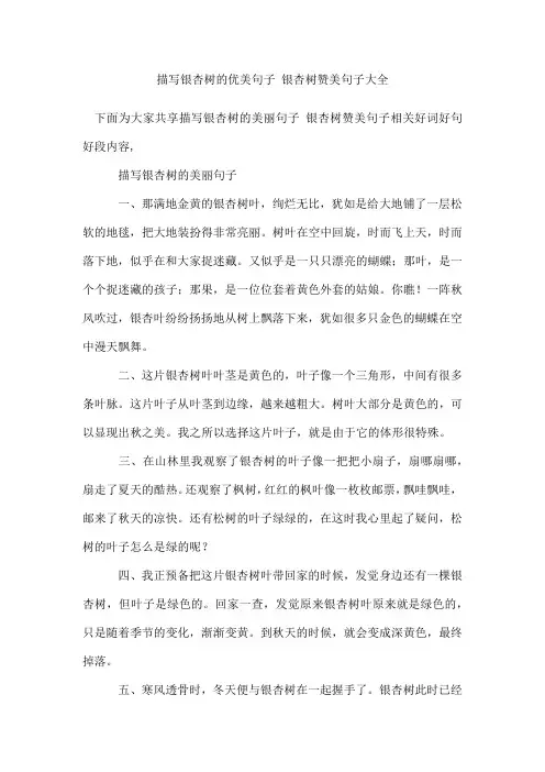 描写银杏树的优美句子银杏树赞美句子