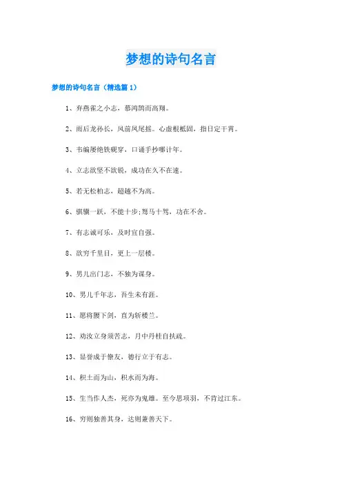 梦想的诗句名言