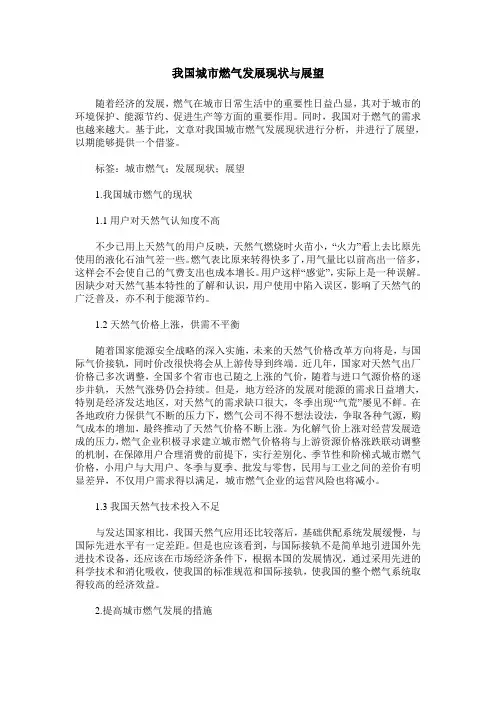 我国城市燃气发展现状与展望