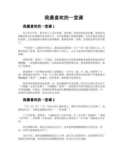 我最喜欢的一堂课