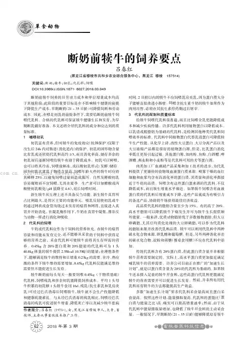 断奶前犊牛的饲养要点