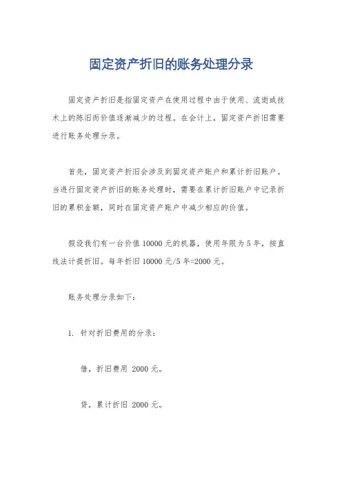 固定资产折旧的账务处理分录