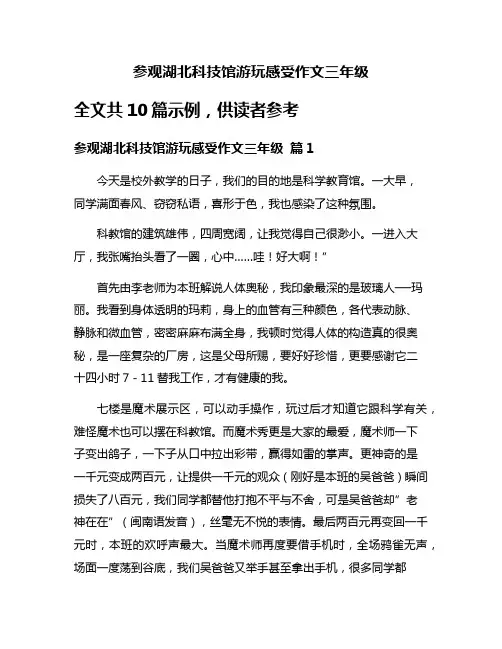 参观湖北科技馆游玩感受作文三年级