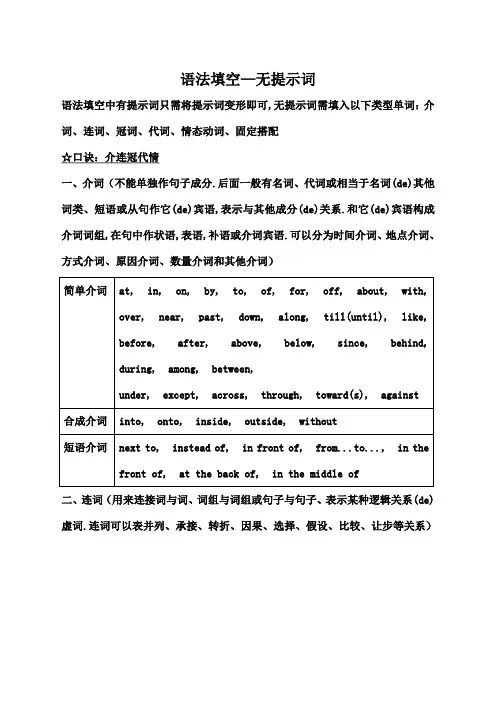 语法填空高考英语语法填空无提示词词汇